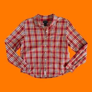 00's vintage plaid collared button up y2k blouse LARGE abercrombie & fitch
